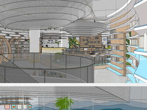 探索精品大型書店書吧室內SU模型設計 空間、結構與藝術融合的巔峰之作